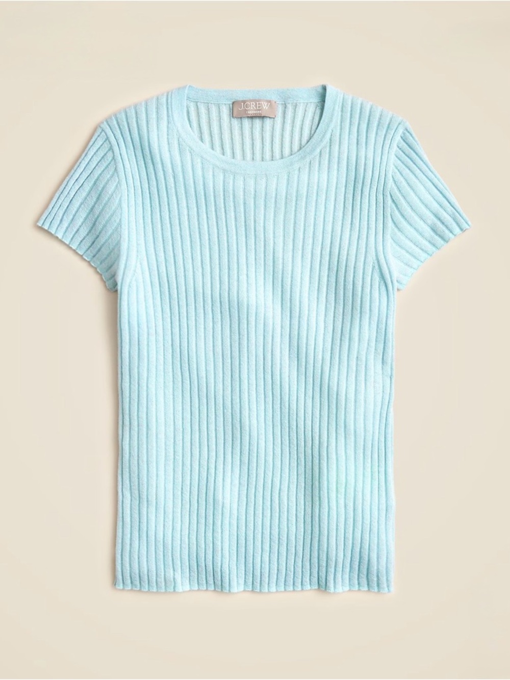NWT J. CREW Women’s New ribbed featherweight 100% cashmere T-shirt Fresh Air S - Picture 1 of 15